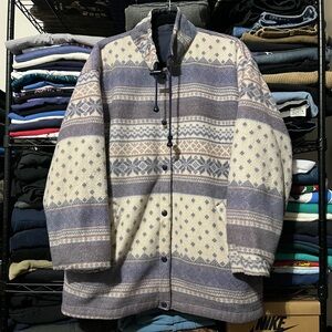 Réversible Patterned Women's Jacket - Blue and Cream